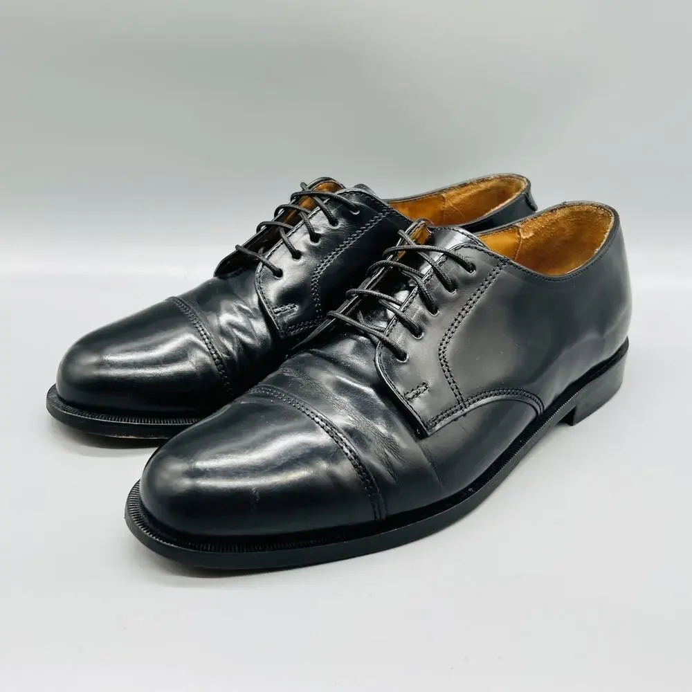 Cole Haan Shoes Men 8.5 Black Leather Cap Toe Derby Oxford Dress Slip On Classic